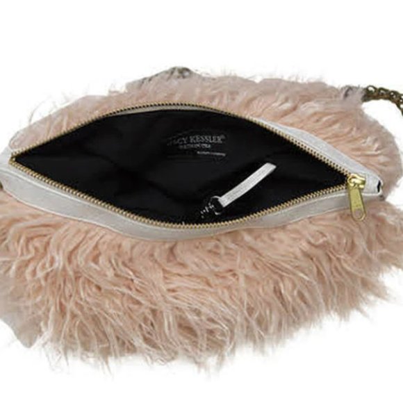 Tibetan Lamb Faux Fur Pink Crossbody Bag - Picture 2 of 2